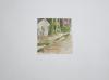 #9419 Unframed Watercolor of Buildings and Fence 7x7.5